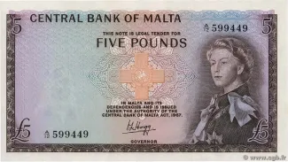 Malta 5 Pounds, 1968 image