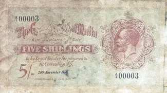 Malta 5 Shillings, 1918 image