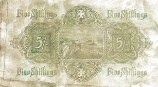 Malta 5 Shillings, 1918 reverse