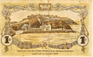 Manche, Department of 1 Franc, 1916 reverse