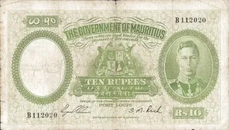 Mauritius 10 Rupees - George VI, 1937 image