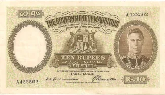 Mauritius 10 Rupees, 1937 image
