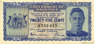 Mauritius 25 Cents, 1940 image