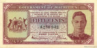 Mauritius 50 Cents, 1940 image