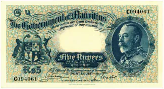 Mauritius 5 Rupees - George V, 1930 image
