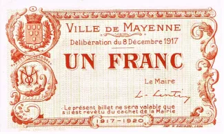 Mayenne, Department of 1 Franc, 1917 image