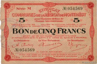 Meuse, Department of 5 Francs, 1917 obverse