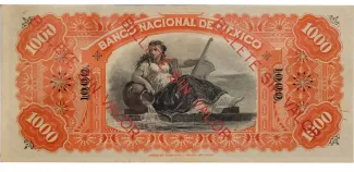 Mexican States 1.000 Pesos, 1885-1913 reverse