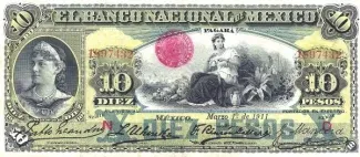 Mexican States 10 Pesos, 1885-1913 obverse