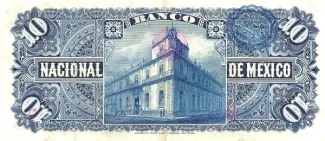 Mexican States 10 Pesos, 1885-1913 reverse