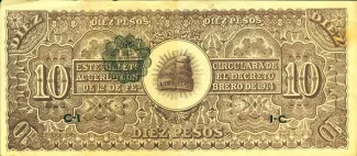 Mexican States 10 Pesos, 1914 reverse