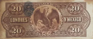 Mexican States 20 Pesos, 1889-1913 reverse
