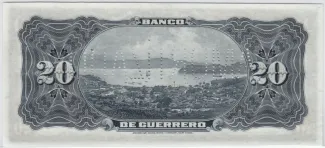 Mexican States 20 Pesos, 1906 reverse