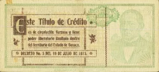 Mexican States 20 Pesos, 1915 reverse