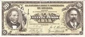 Mexican States 20 Pesos, 1915 image