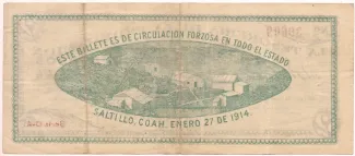 Mexican States 2 Pesos, 1914 reverse
