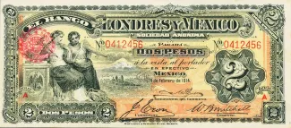 Mexican States 2 Pesos, 1914 obverse