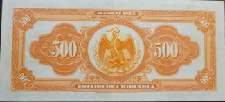 Mexican States 500 Pesos, 1913 reverse