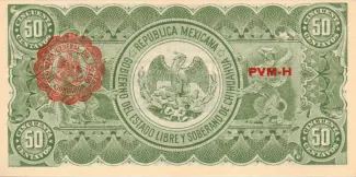 Mexican States 50 Centavos, 1914-1915 reverse