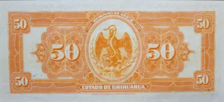 Mexican States 50 Pesos, 1913 reverse