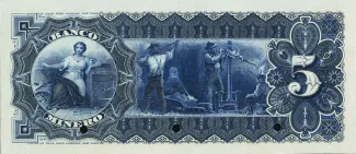 Mexican States 5 Pesos, 1888-1914 reverse