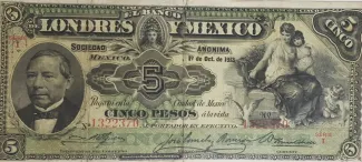 Mexican States 5 Pesos, 1889-1913 obverse