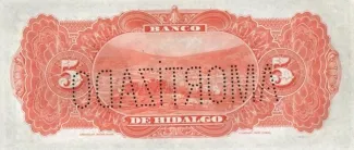Mexican States 5 Pesos, 1902-1914 reverse