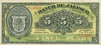 Mexican States 5 Pesos, 1914 image