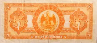 Mexican States 5 Pesos, 1913 reverse
