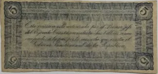 Mexican States 5 Pesos, 1914 reverse