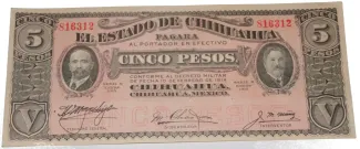 Mexican States 5 Pesos, 1915 image