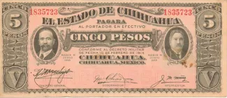 Mexican States 5 Pesos, 1915 image