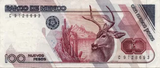 Mexico 100 Nuevos Pesos, 1992 reverse