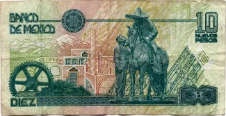 Mexico 10 Nuevos Pesos, 1992 reverse