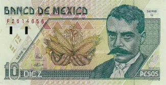 Mexico 10 Pesos, 1994-1996 obverse