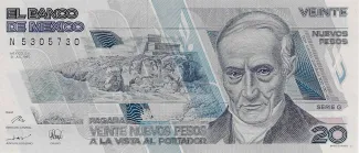 Mexico 20 Nuevos Pesos, 1992 obverse