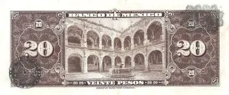 Mexico 20 Pesos, 1948 reverse