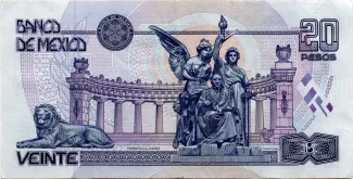 Mexico 20 Pesos, 1994-1999 reverse