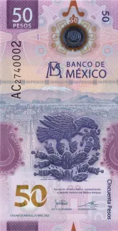 Mexico 50 Pesos, 2021-2024 obverse