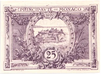 Monaco 25 Centimes, 1920 reverse