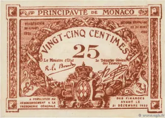 Monaco 25 Centimes, 1920 image