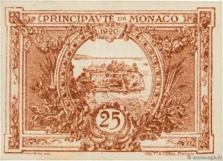 Monaco 25 Centimes, 1920 reverse