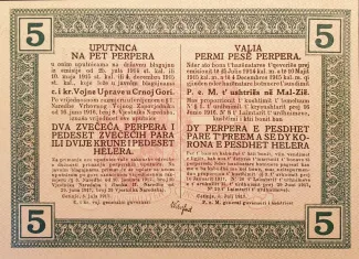 Montenegro 5 Perpera, 1917 reverse