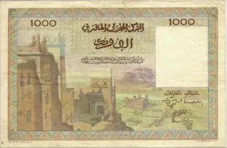Morocco 1.000 Francs, 1951-1958 reverse