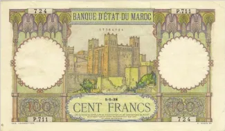 Morocco 100 Francs, 1947 image