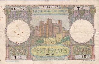 Morocco 100 Francs, 1952 image