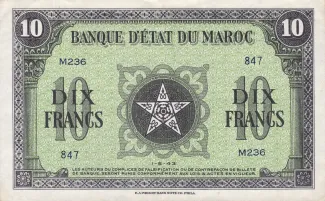 Morocco 10 Francs, 1944 image
