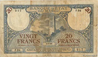 Morocco 20 Francs, 1926 image