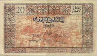 Morocco 20 Francs, 1943 reverse