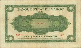 Morocco 5.000 Francs, 1943 image